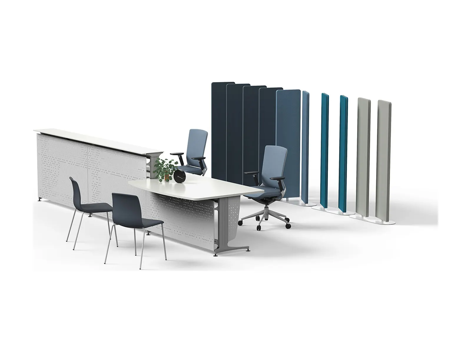 Actiu 360, detalle de la base de acero con soletas de fieltro