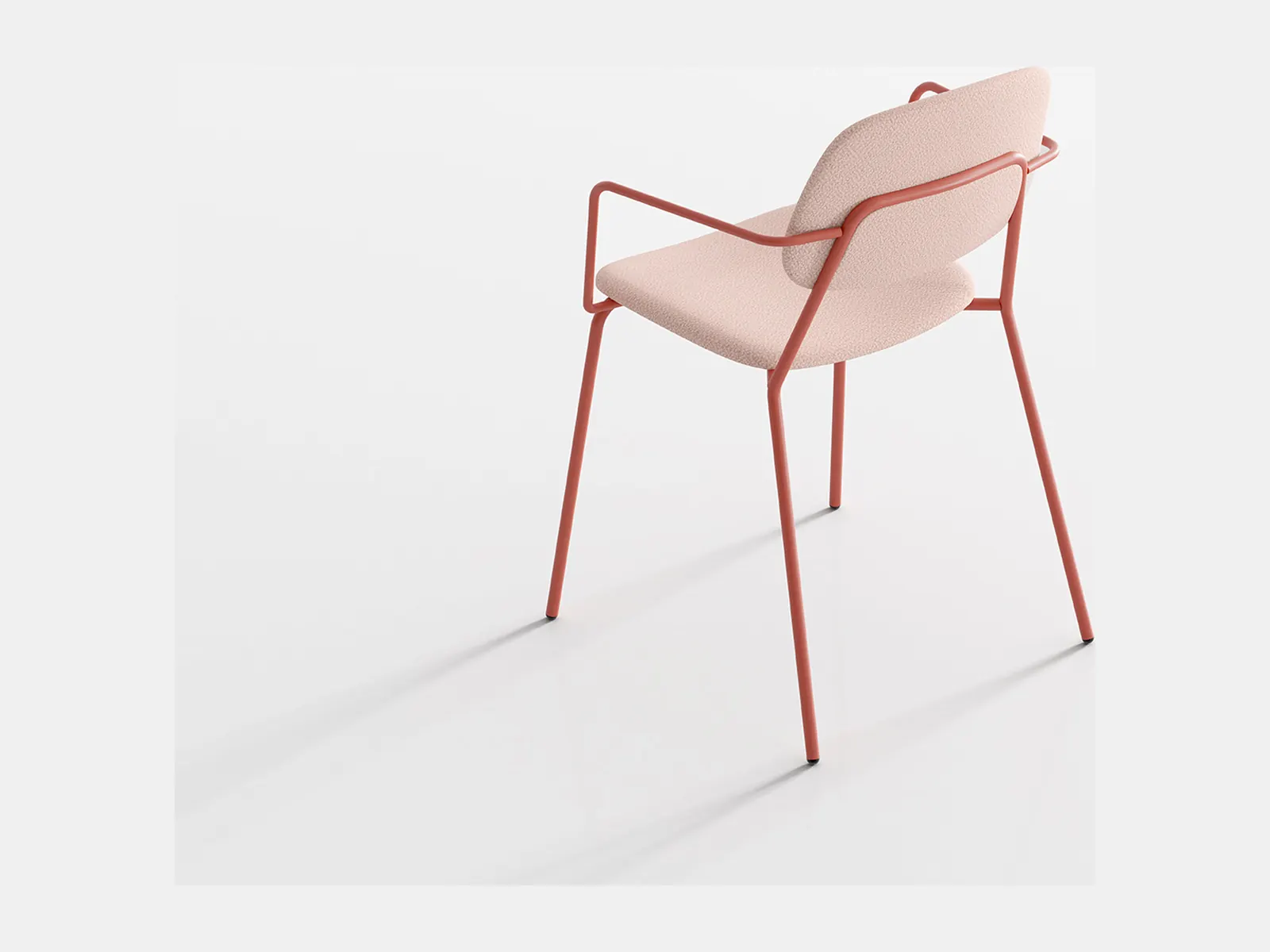Forty Erika 2, silla con brazos en tecnopolímero terracota sobre fondo blanco