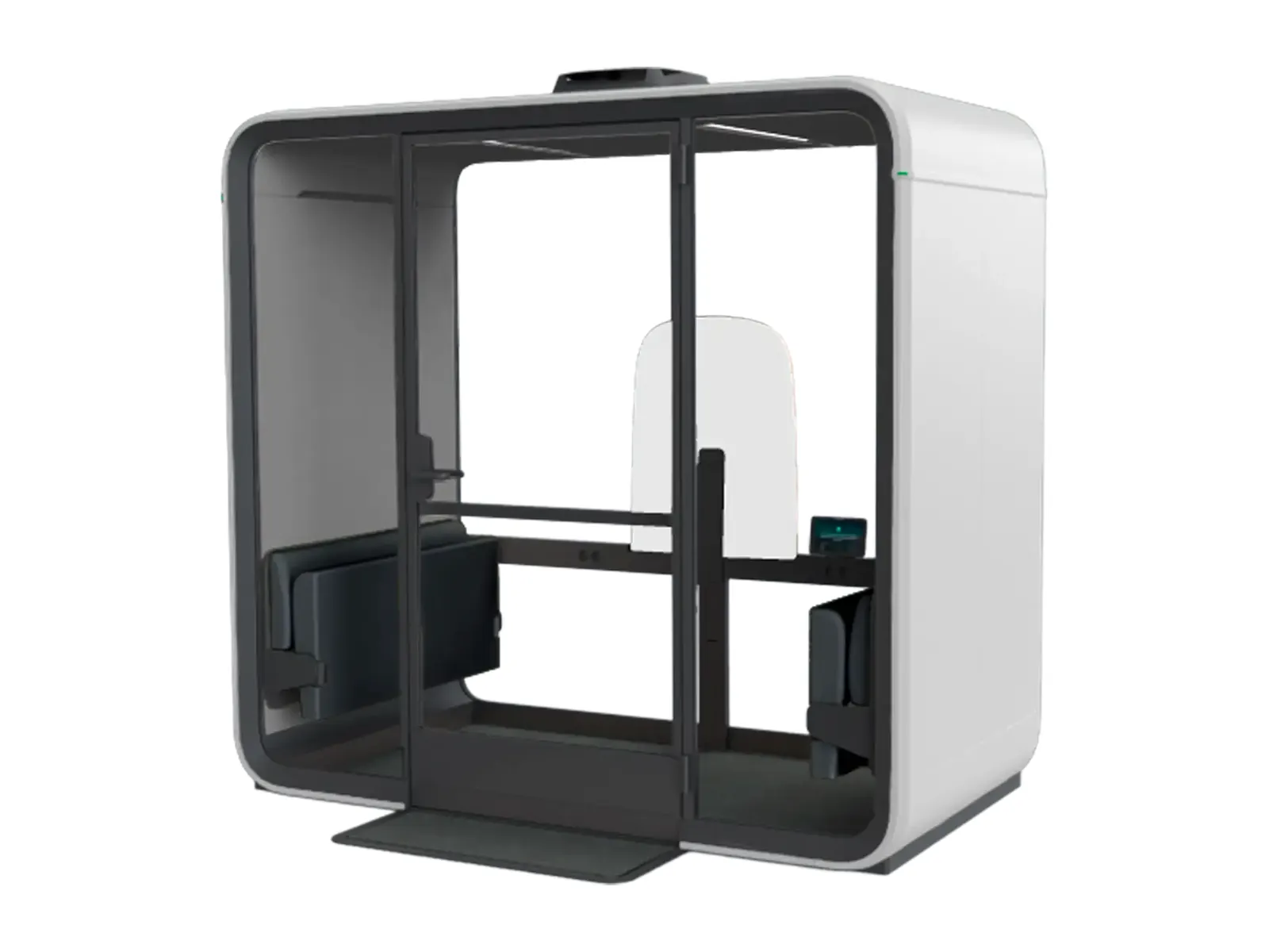 Framery Four, vista trasera con detalle de los sensores y el mecanismo de puerta