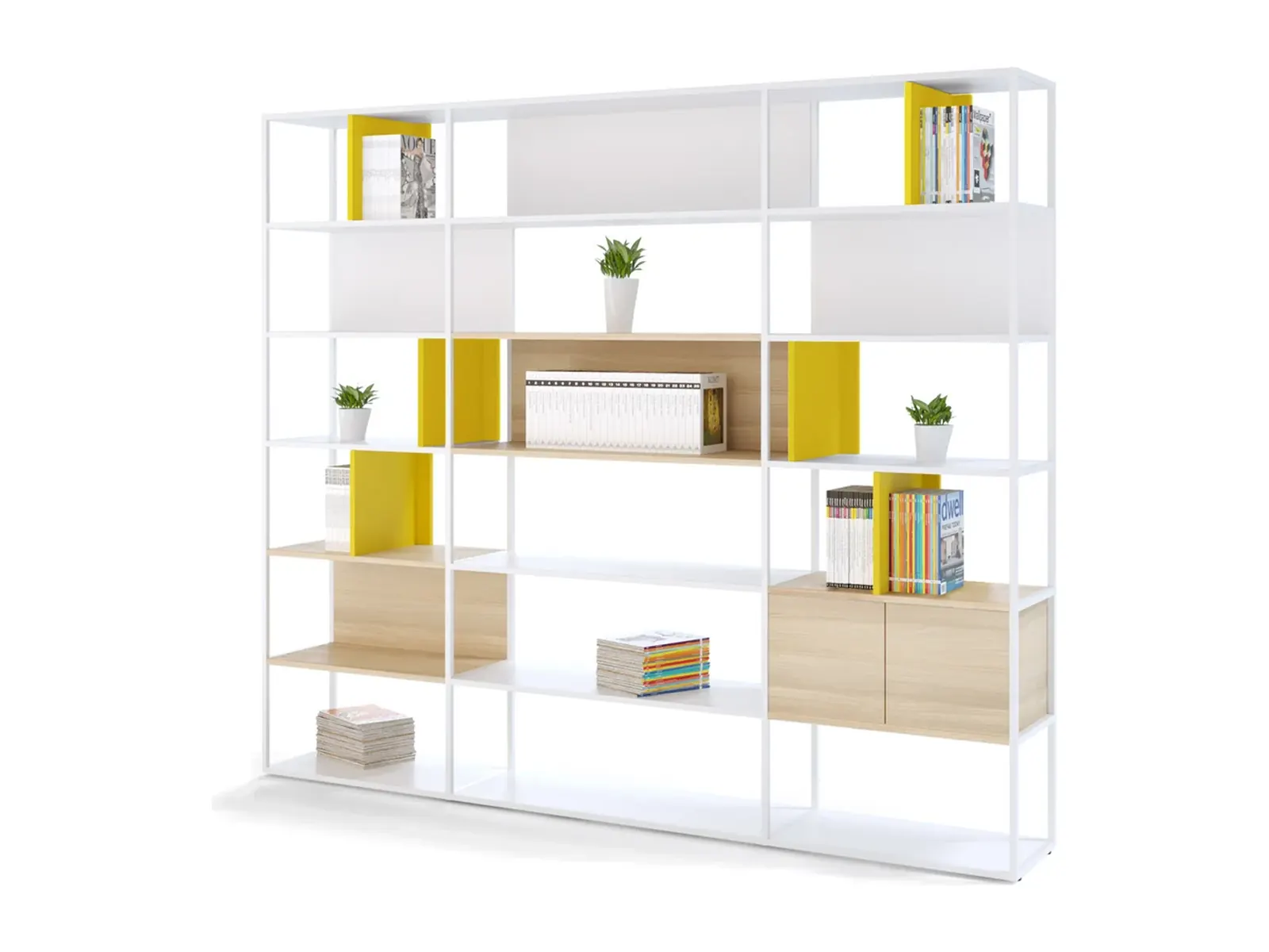 Limobel Inwo Librería 2020, estantería de archivo sobre fondo blanco