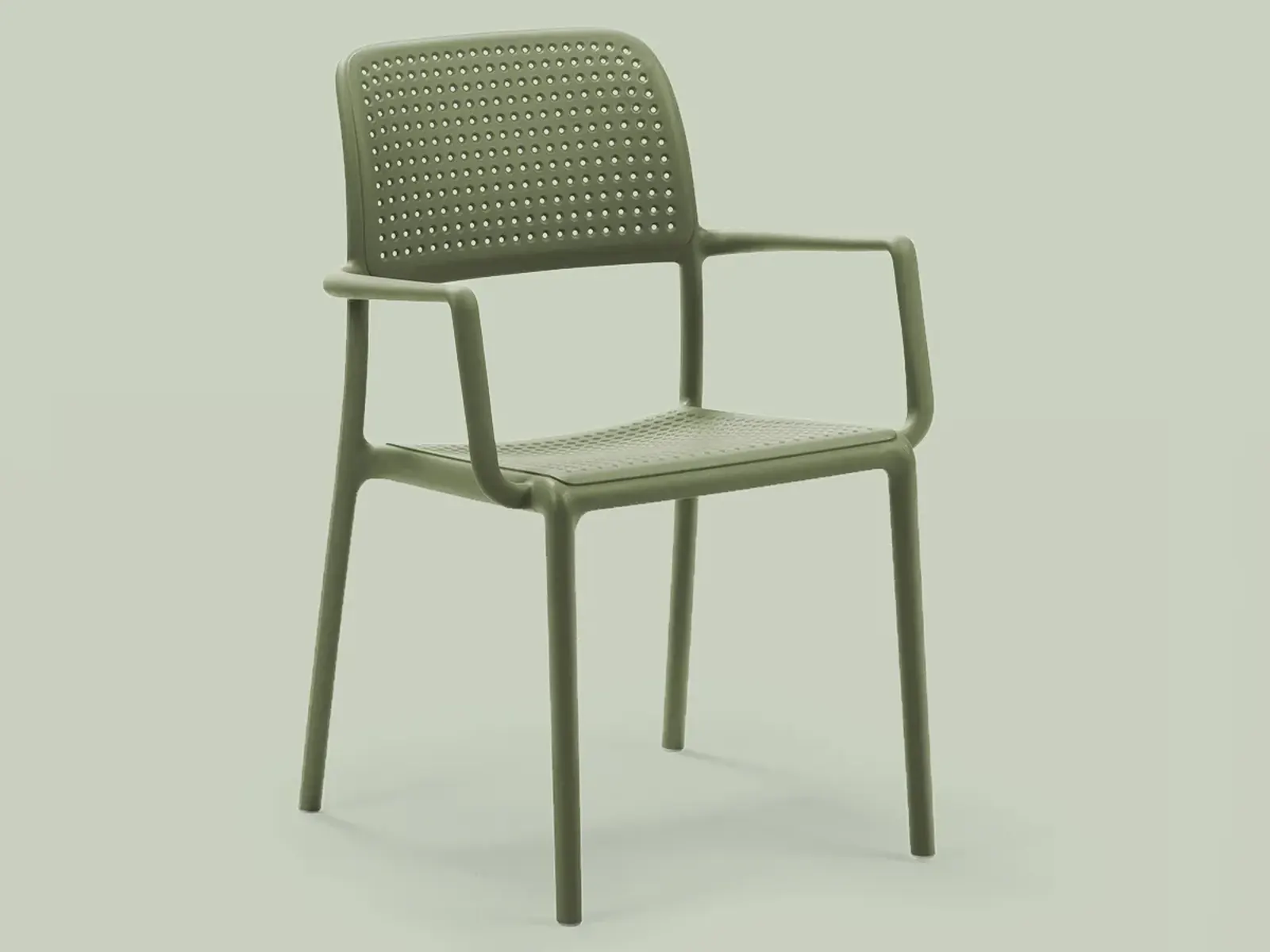 Nardi Bora, silla de exterior monobloque con brazos en acabado agave
