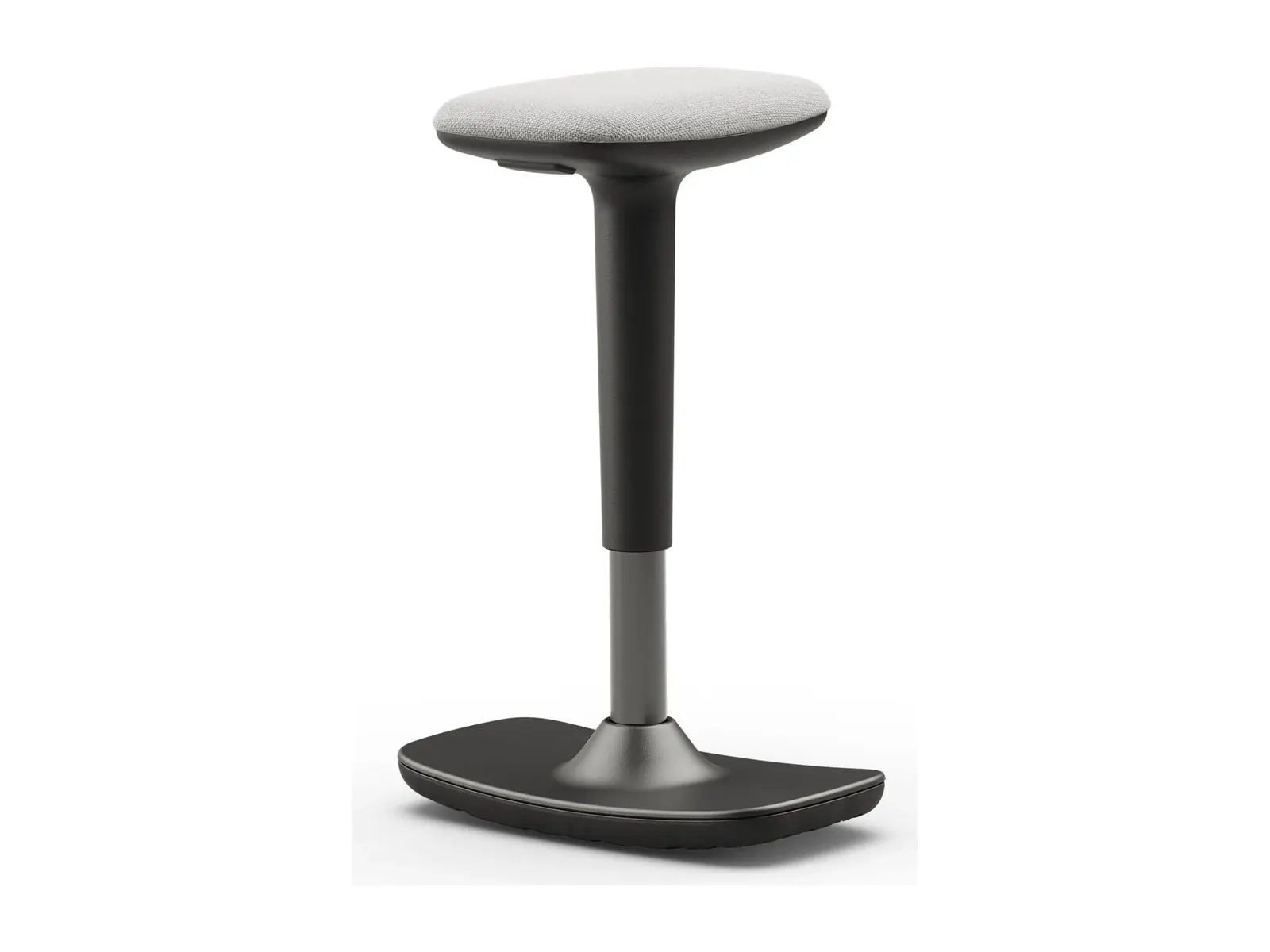 Taburete Neol de Syta en negro con asiento tapizado en gris, silla de oficina distribuida por Ofillorca en Mallorca